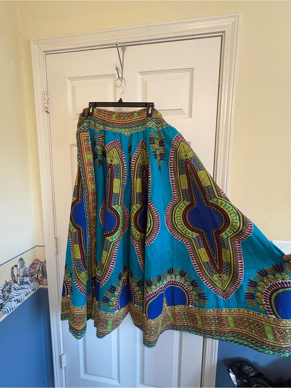 NF Vibrant Royal Blue High Waist African Dashiki “Angelina” Maxi Skirt